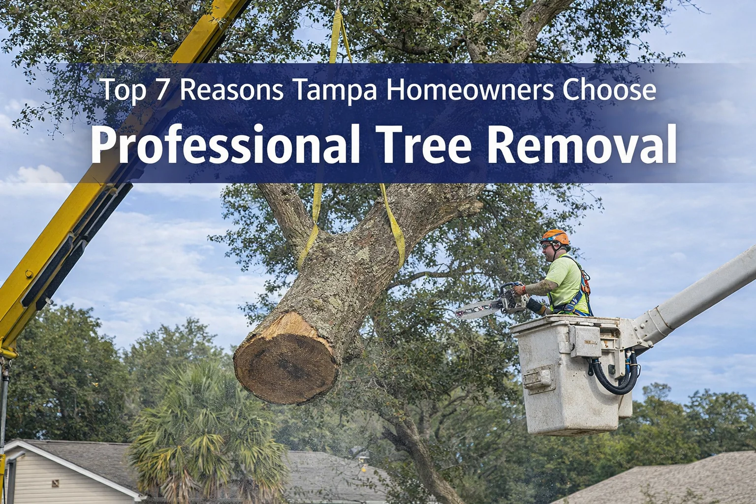 Professional tree removal service in Tampa residential area